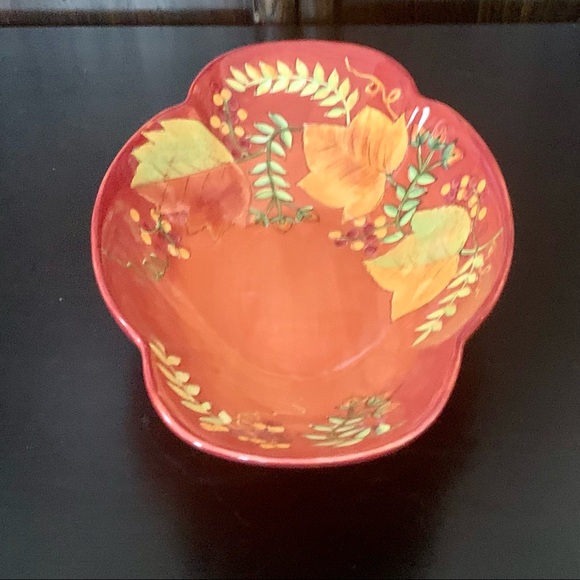 Laurie Gates Pottery Fall Leaves 13” Oblong Serving Bowl - Picture 13 of 15